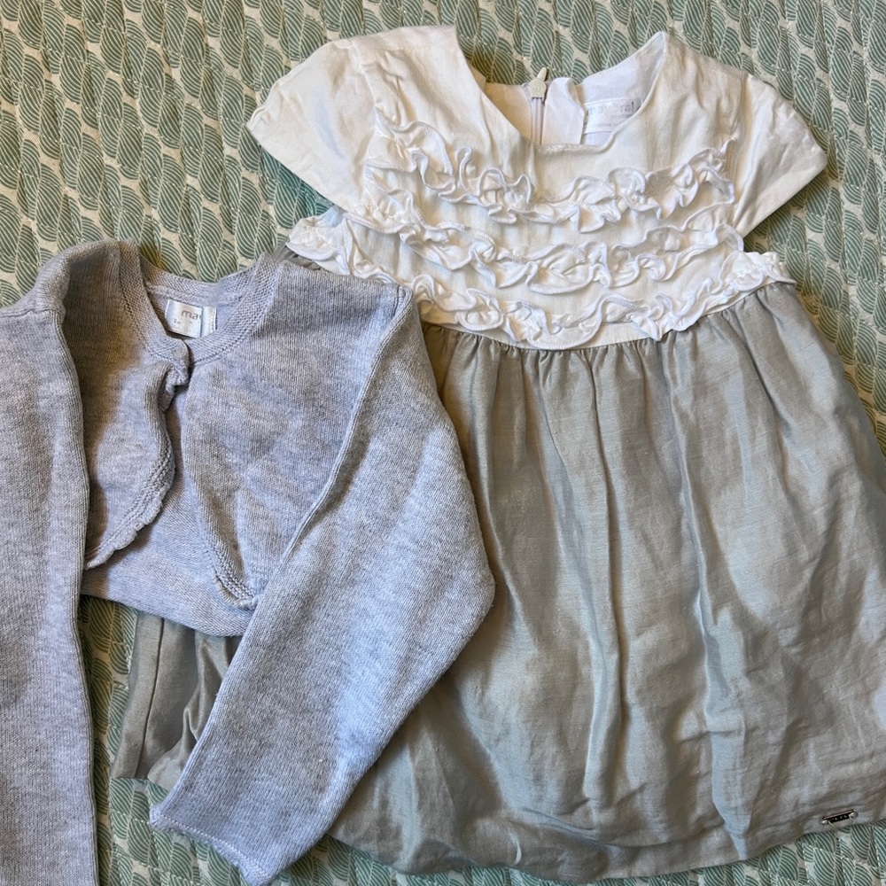 Mayoral 18mo lined dress with cardigan